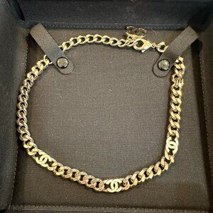 Chanel Rare 22s Gold/White CC Logo Choker